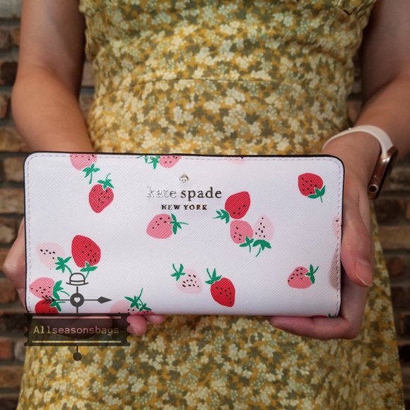 Kate Spade LARGE Strawberry Bifold Wallet Pink - Picture 7 of 8